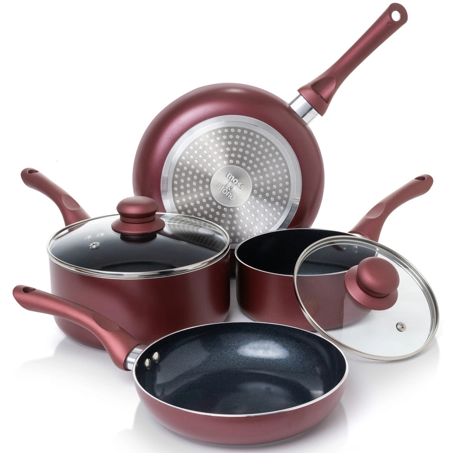 6 Piece Nonstick Cookware Set, Pots and Pans Set Non Stick with Glass Lid, Induction Cookware, Stay-Cool Handles, Ptfe/Pfoa